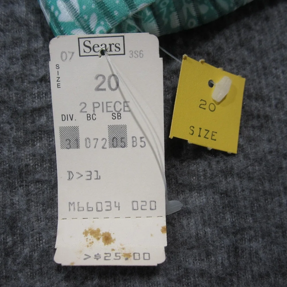 Vtg Sears Jacket‎ Womens 20 Aqua White Stripe Floral Sheer Open Front Retro Glam